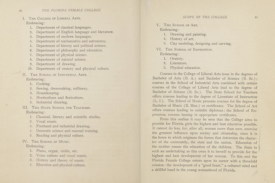 1905 catalogue announcing programs of study.